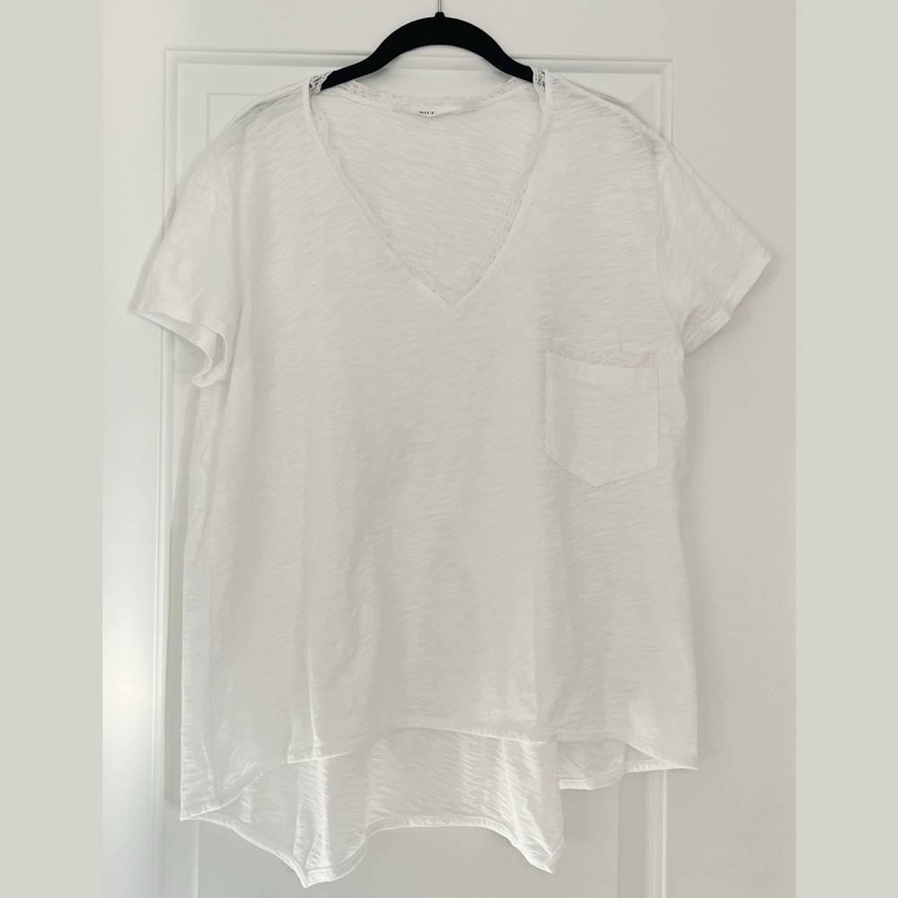 Wilt White Short Sleeve V-Neck Tee with Pocket